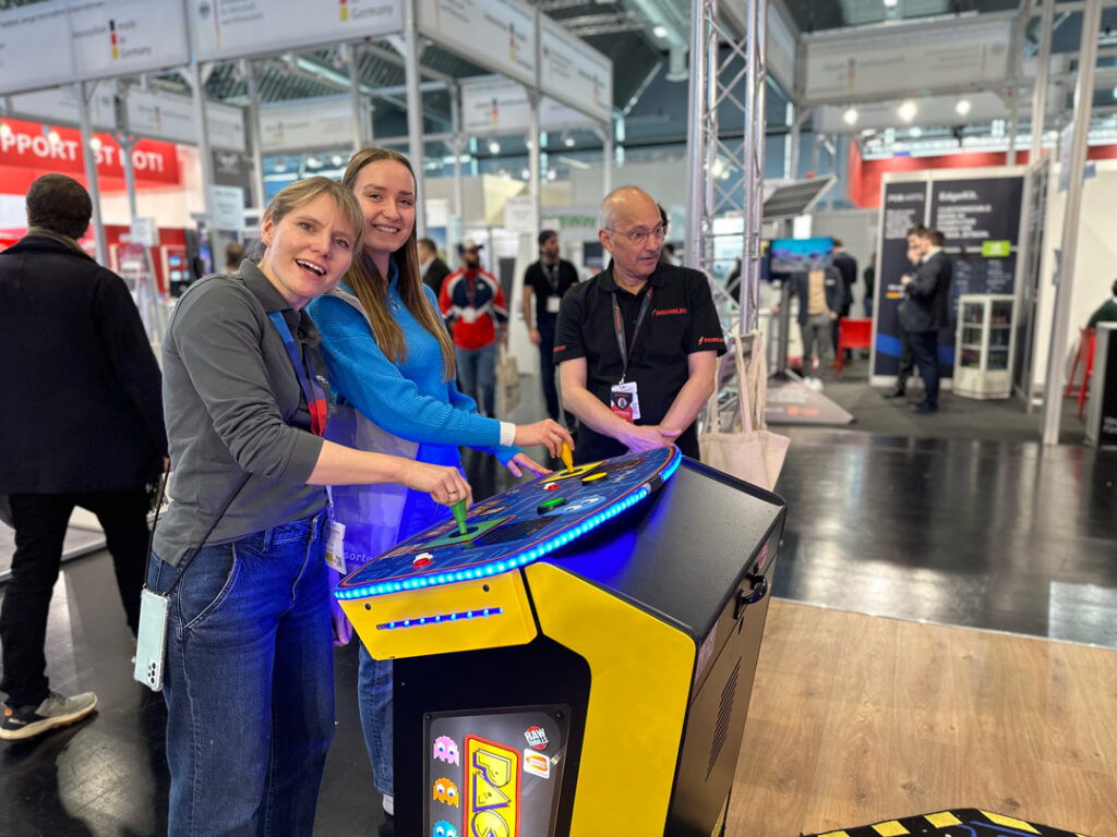 Participants enjoying the World's Largest Pac Man game.